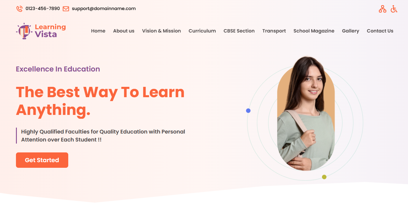 Learning Vista school website template preview