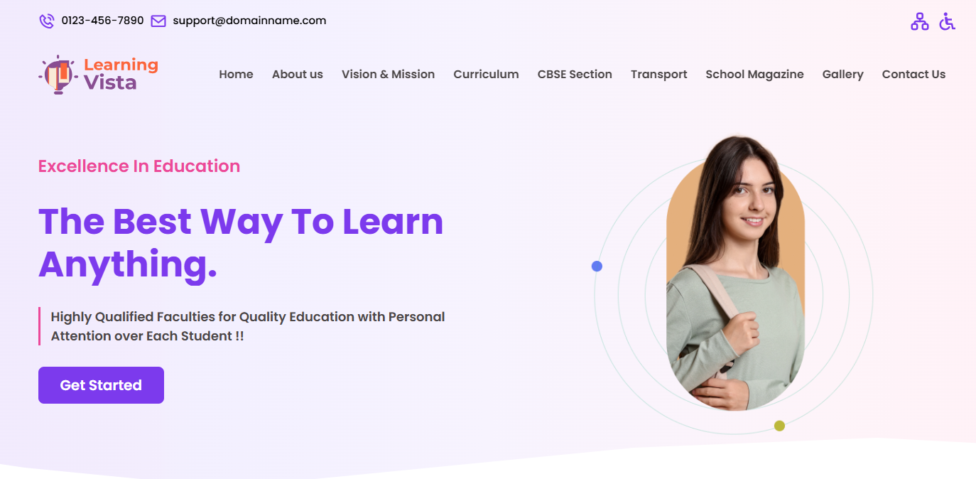 Academy Plus school website template preview